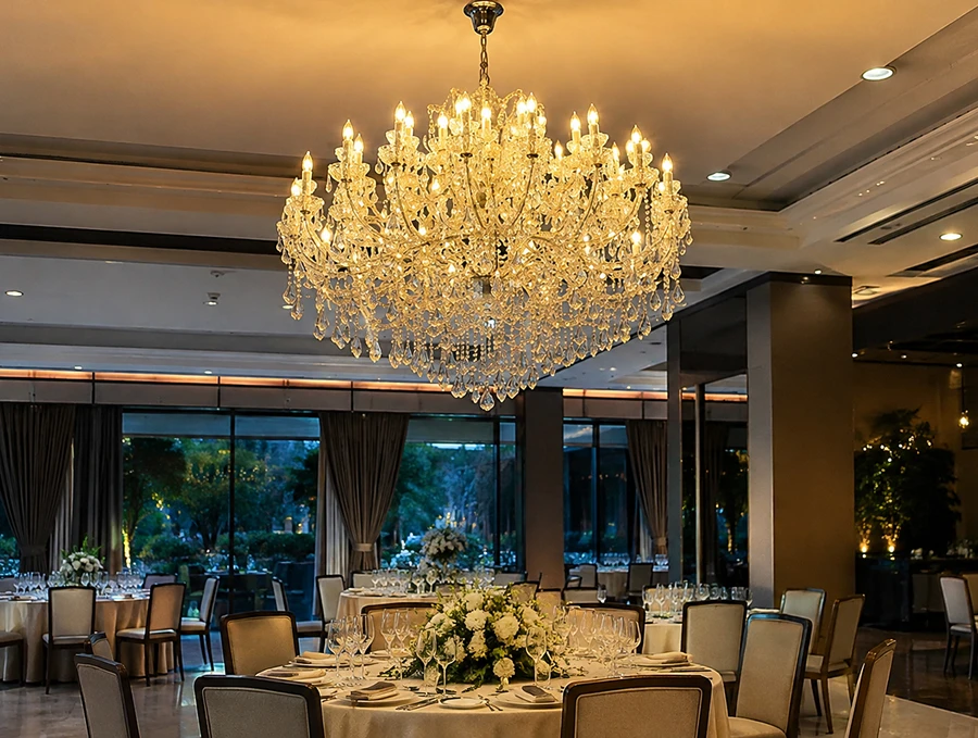 El impacto de las luminarias de gran formato en el diseño de lobbies: Escala, luz y cristal
