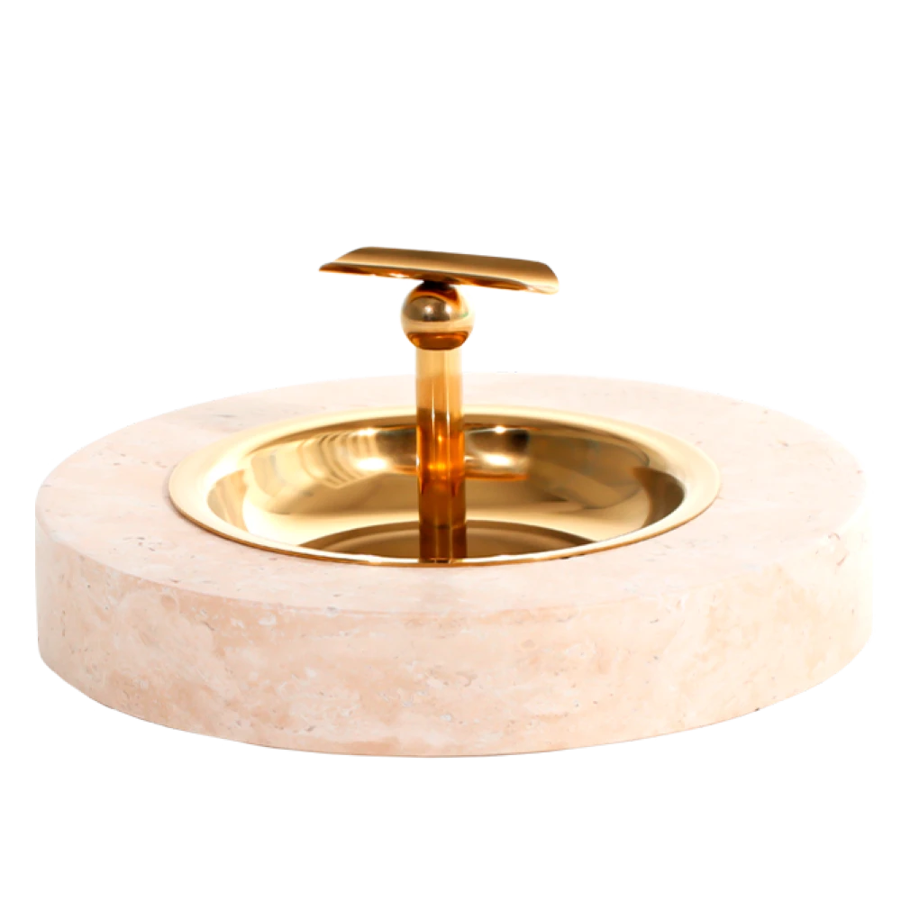 CENICERO BEIGE-GOLD