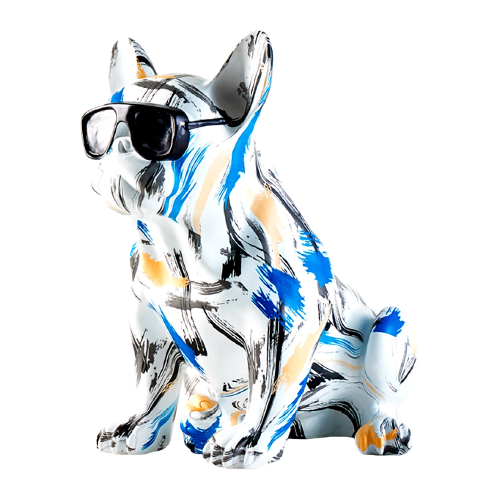 DOG SCULPTURE WHITE-GREY