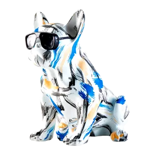 DOG SCULPTURE WHITE-GREY